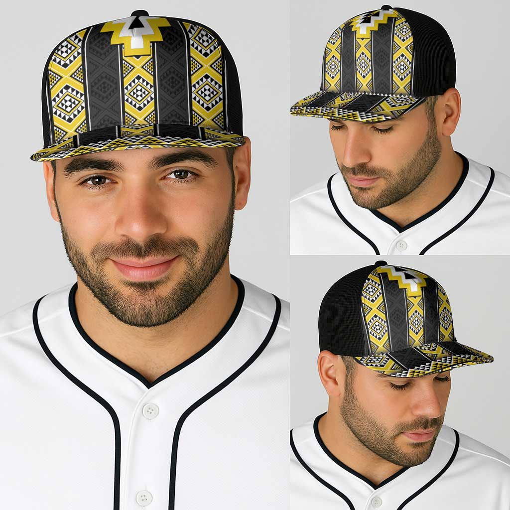 Yellow Taniko Aotearoa Baseball Net Cap Niho Taniwha Mix Poutama LT14 - Polynesian Pride