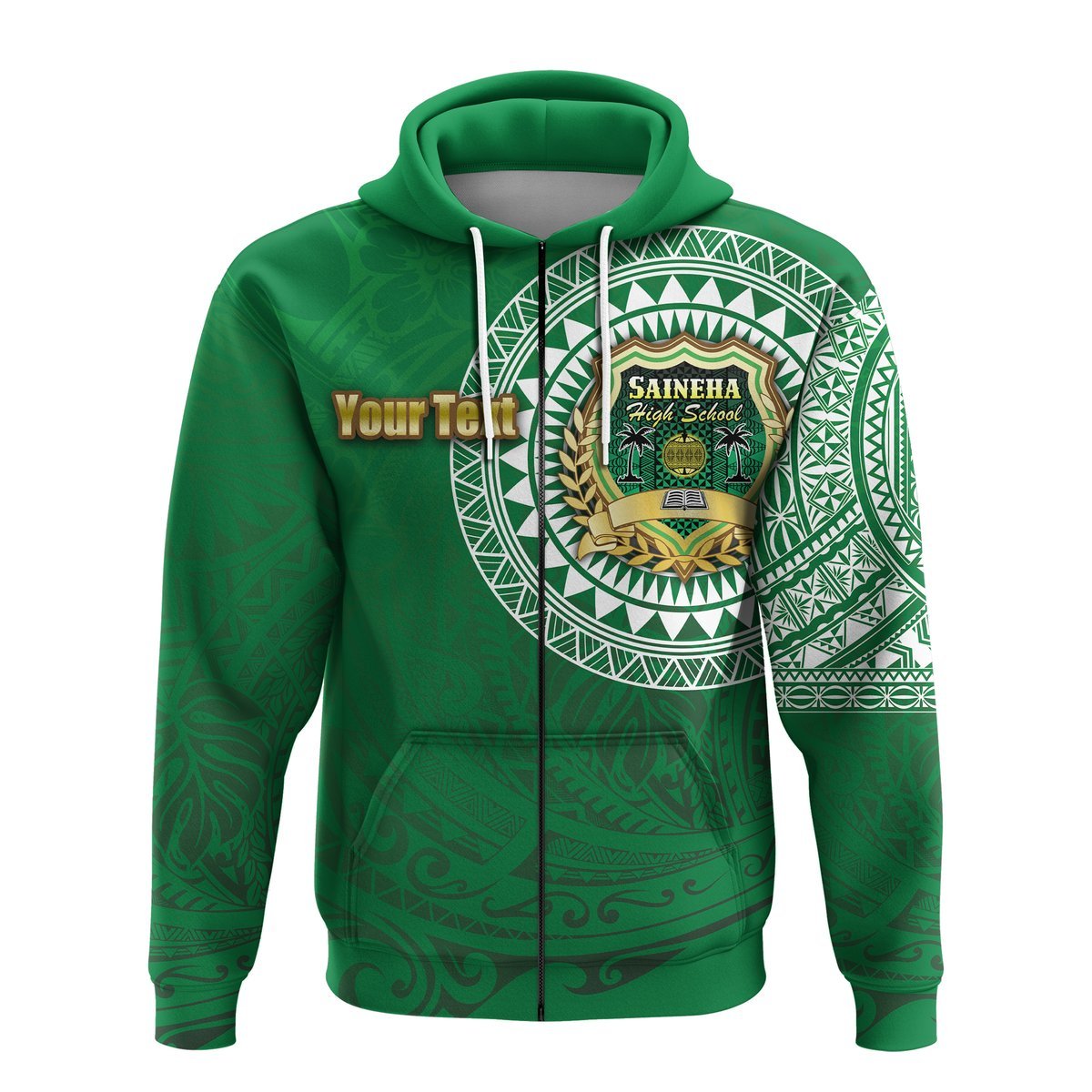 Custom Saineha Tonga Zip Hoodie Tattoo Style Class of LT16 - Polynesian Pride