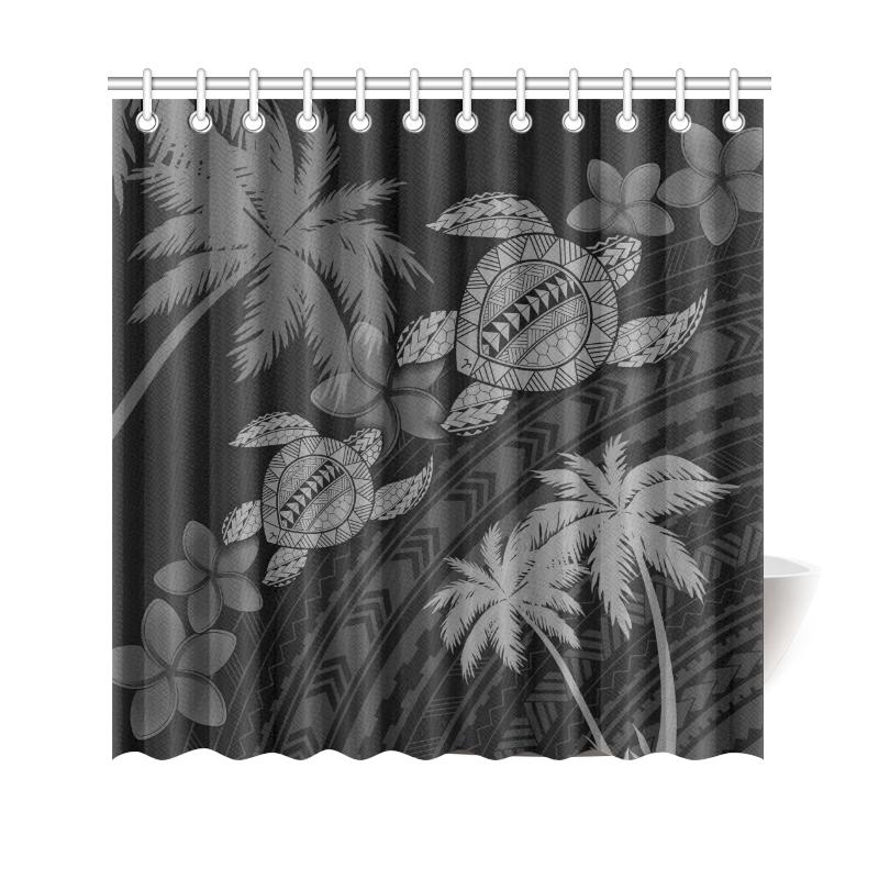 Hawaii Turtle Plumeria Coconut Tree Polynesian Shower Curtain - Gray 177 x 172 (cm) Gray - Polynesian Pride