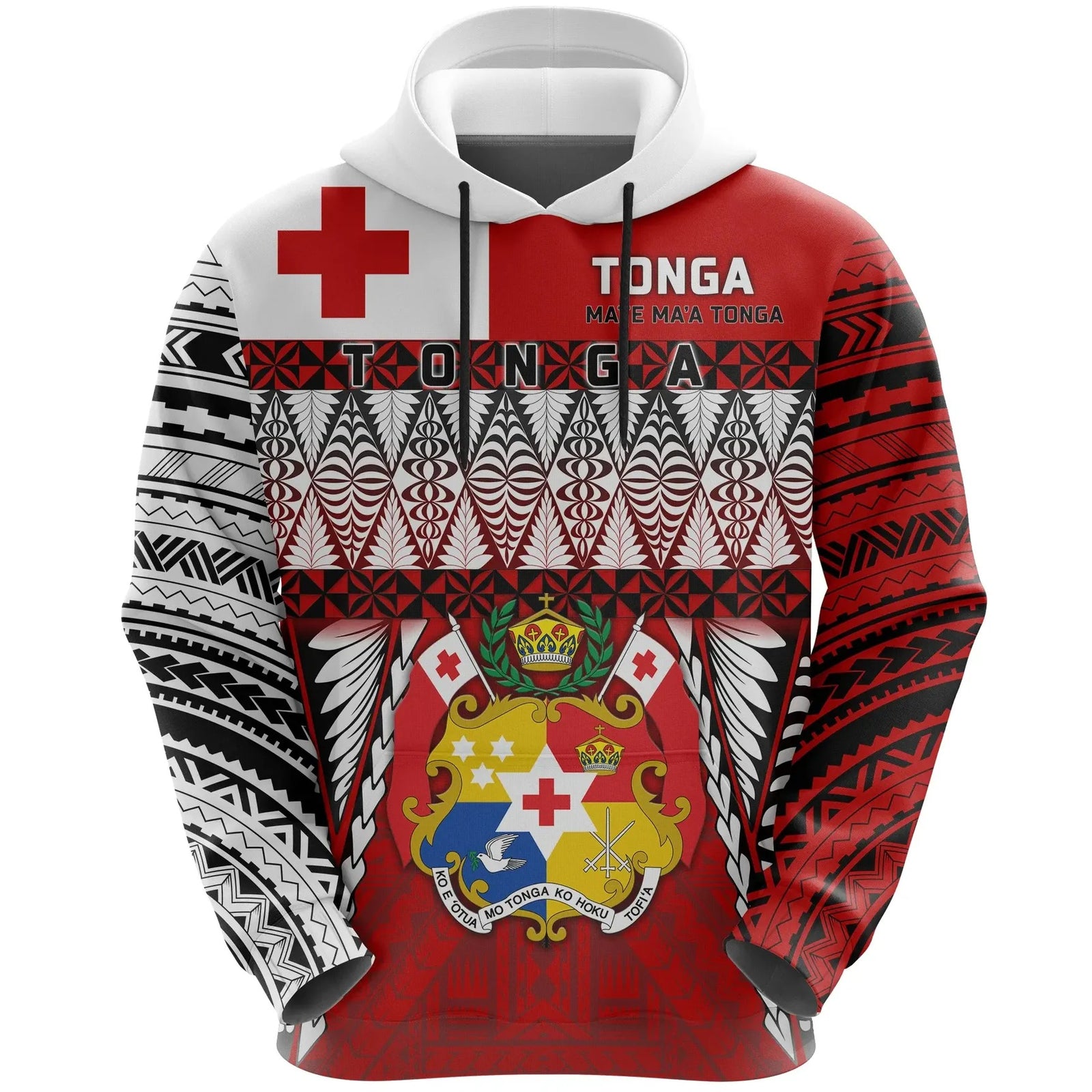 Tonga Hoodie - Mate Ma'a Tonga Rugby Style Unisex Red - Polynesian Pride