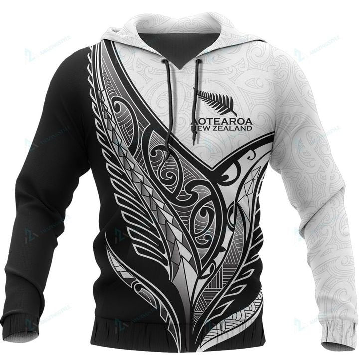 New Zealand Aotearoa Koru Hoodie Maori Fern Kiwi Black - Polynesian Pride