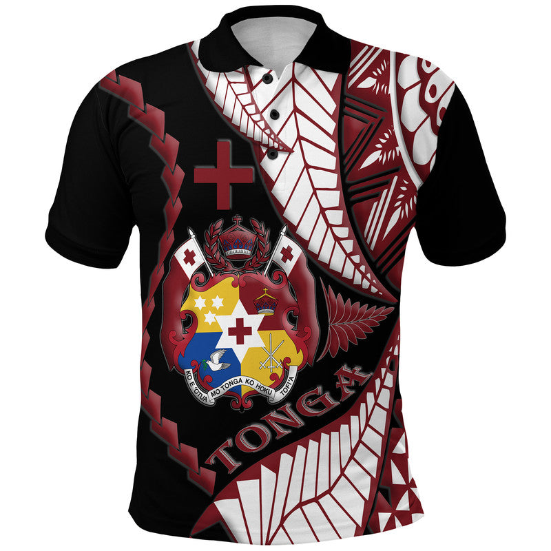 Custom Tonga Emancipation Day Polo Shirt Kupesi Pattern No.1 Black LT9 Adult - Polynesian Pride