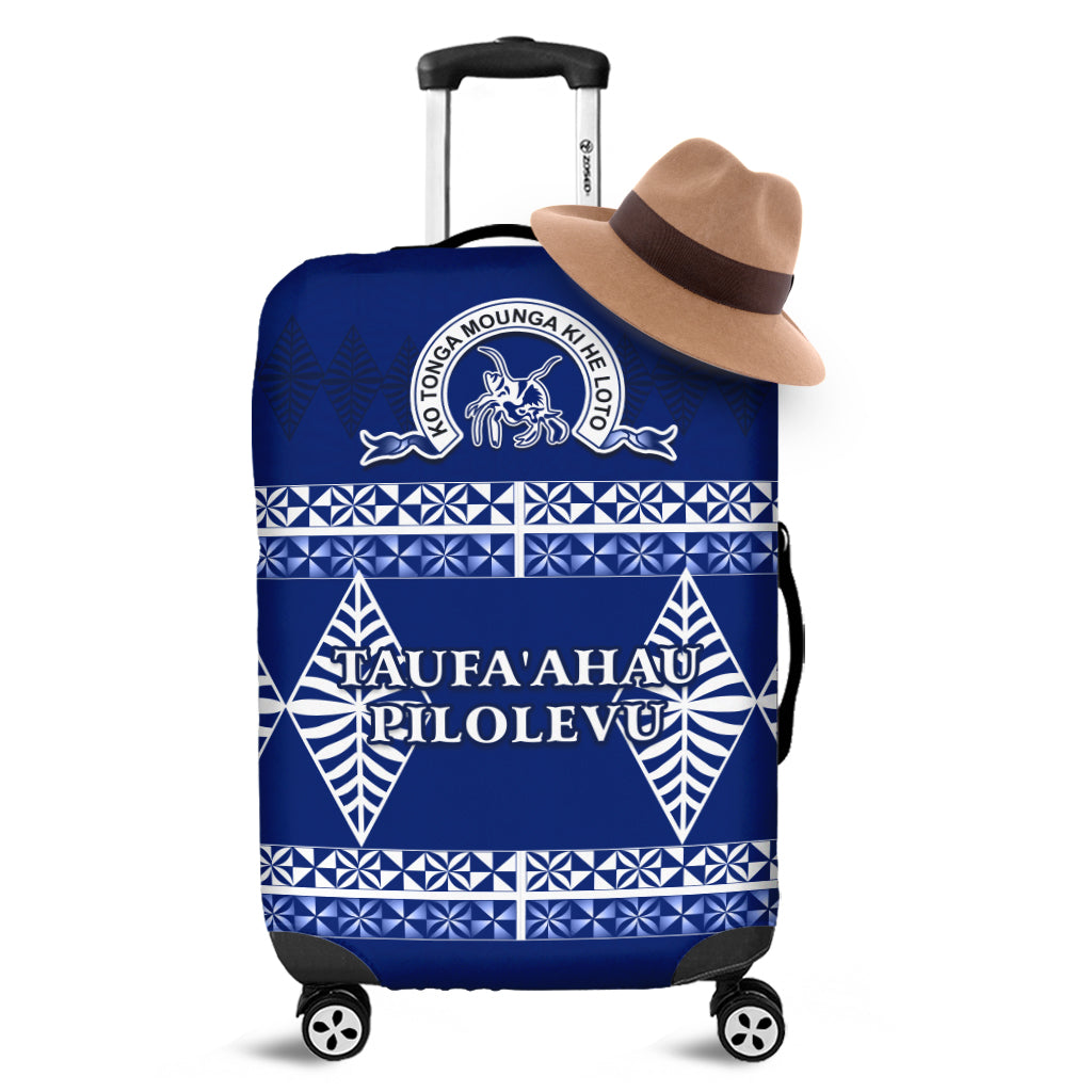 Taufa'ahau Pilolevu College Luggage Covers Tonga Pattern LT13 Blue - Polynesian Pride