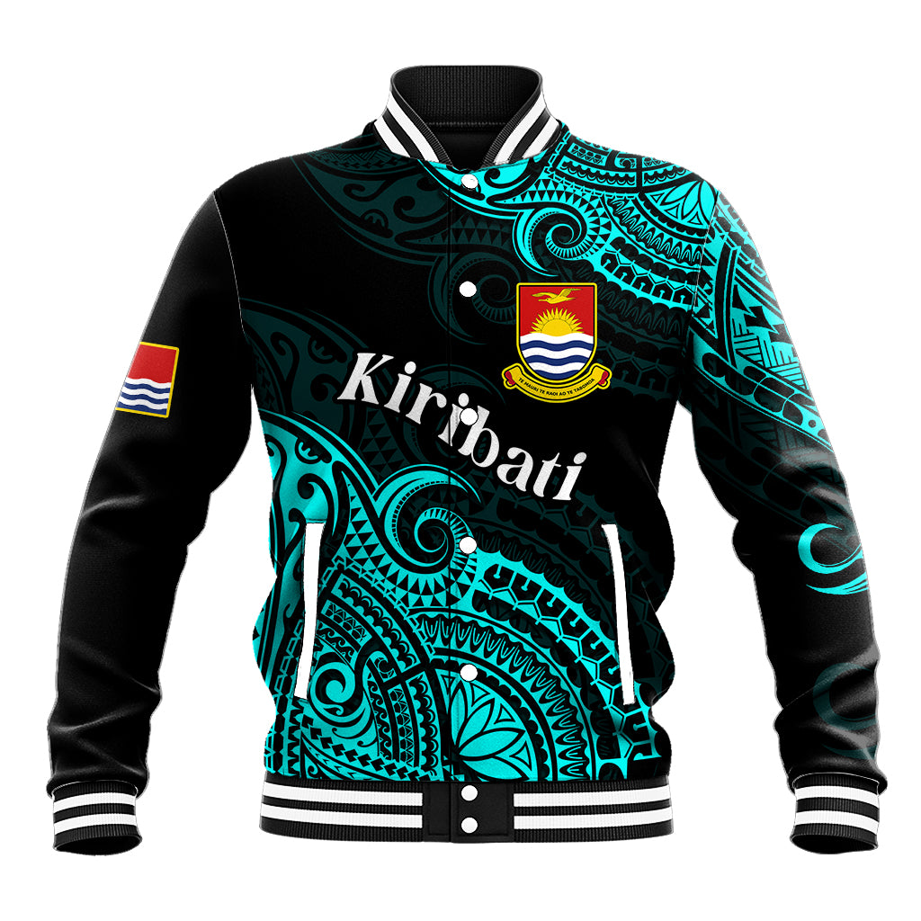 (Custom Personalised) Ribaberiki Kiribati Coat Of Arms Mix Cyan Polynesian Baseball Jacket LT14 Unisex Cyan - Polynesian Pride