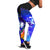 American Samoa Polynesian Custom Personalised Leggings - Humpback Whale with Tropical Flowers (Blue) Blue - Polynesian Pride