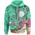 Hawaii Polynesian Zip up Hoodie Hawaii Seal With Turtle Plumeria (Turquoise) Unisex Turquoise - Polynesian Pride