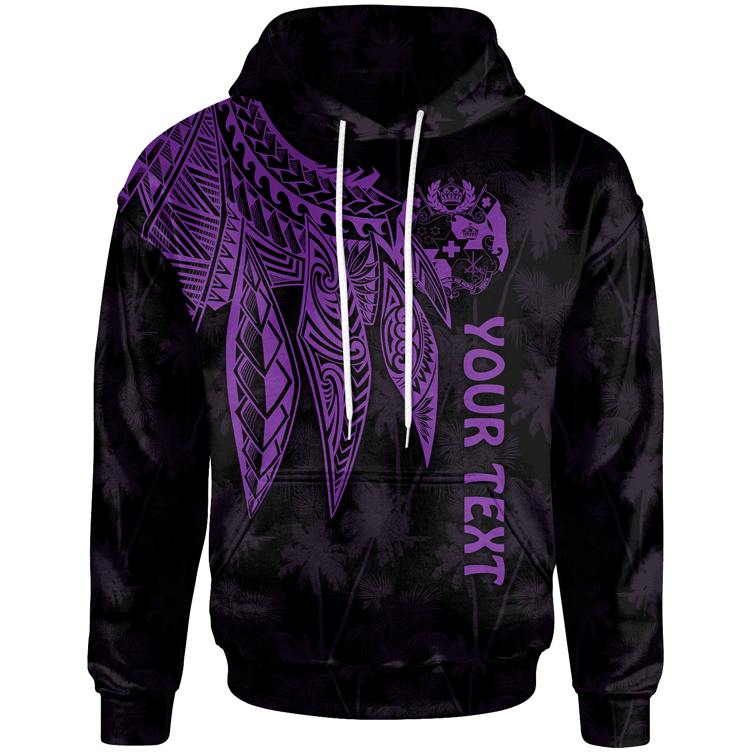 Tonga Custom Hoodie Polynesian Wings (Purple) Unisex Purple - Polynesian Pride