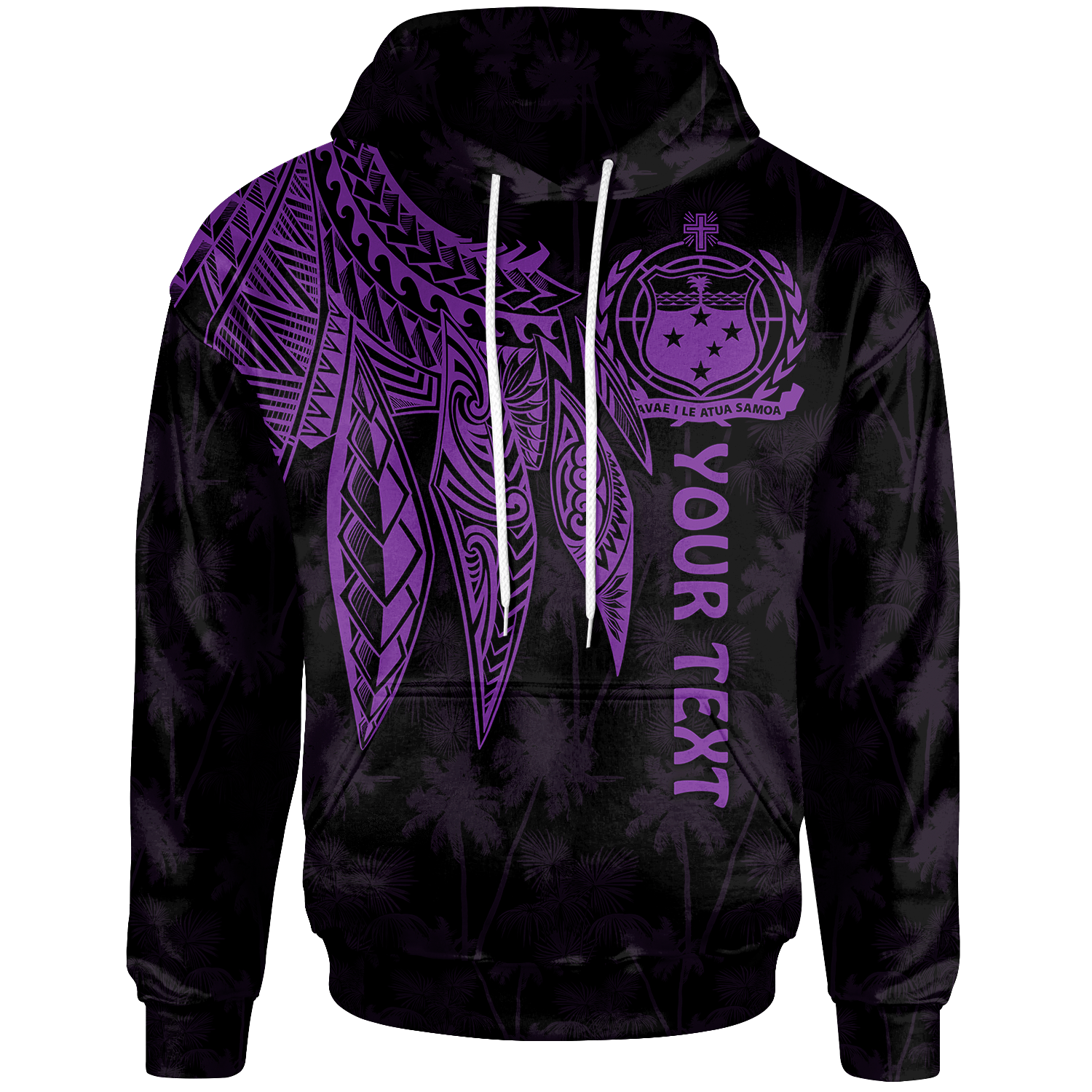 Samoa Custom Hoodie Polynesian Wings (Purple) Unisex Purple - Polynesian Pride