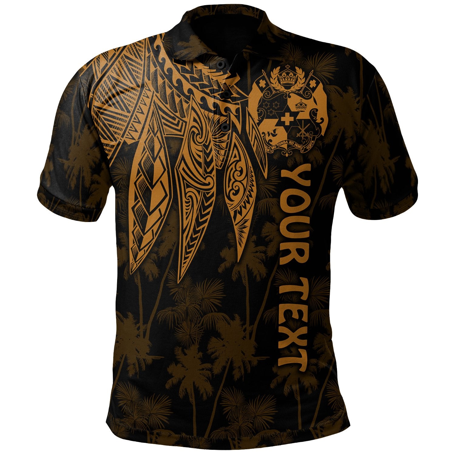 Tonga Custom Polo Shirt Polynesian Wings (Golden) Unisex Golden - Polynesian Pride