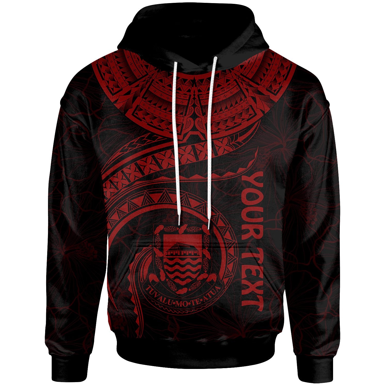 Tuvalu Polynesian Custom Hoodie Tuvalu Waves (Red) Unisex Red - Polynesian Pride