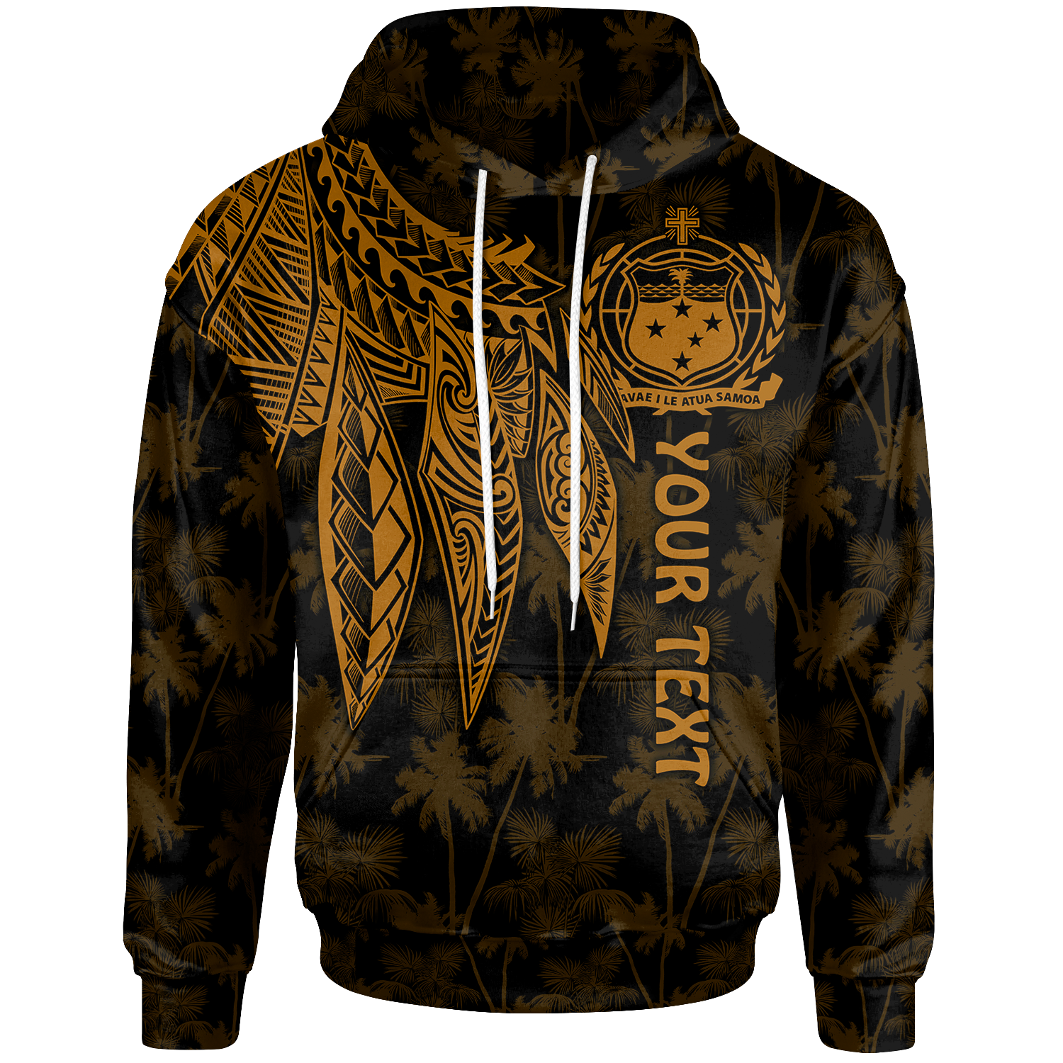 Samoa Custom Hoodie Polynesian Wings (Golden) Unisex Golden - Polynesian Pride