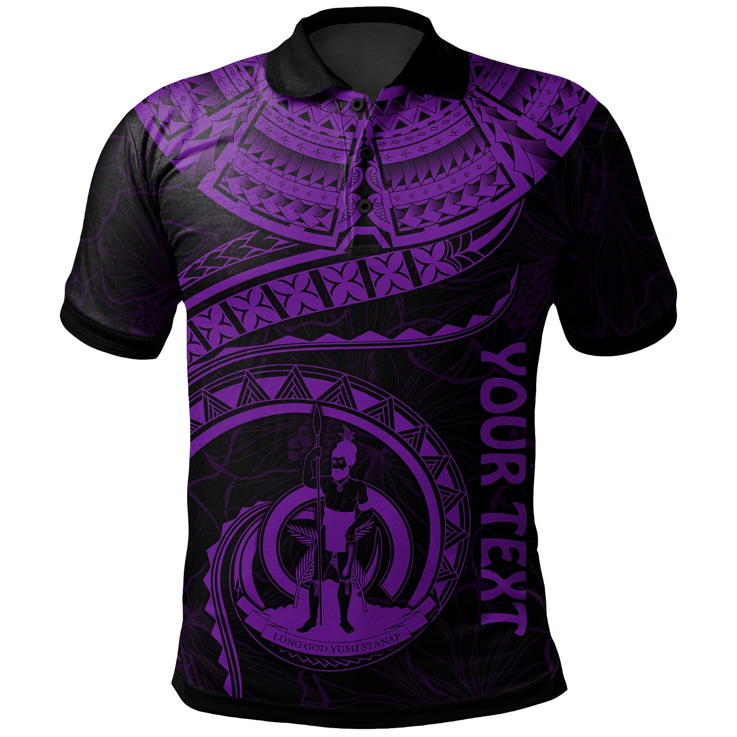Vanuatu Polynesian Custom Polo Shirt Vanuatu Waves (Purple) Purple - Polynesian Pride