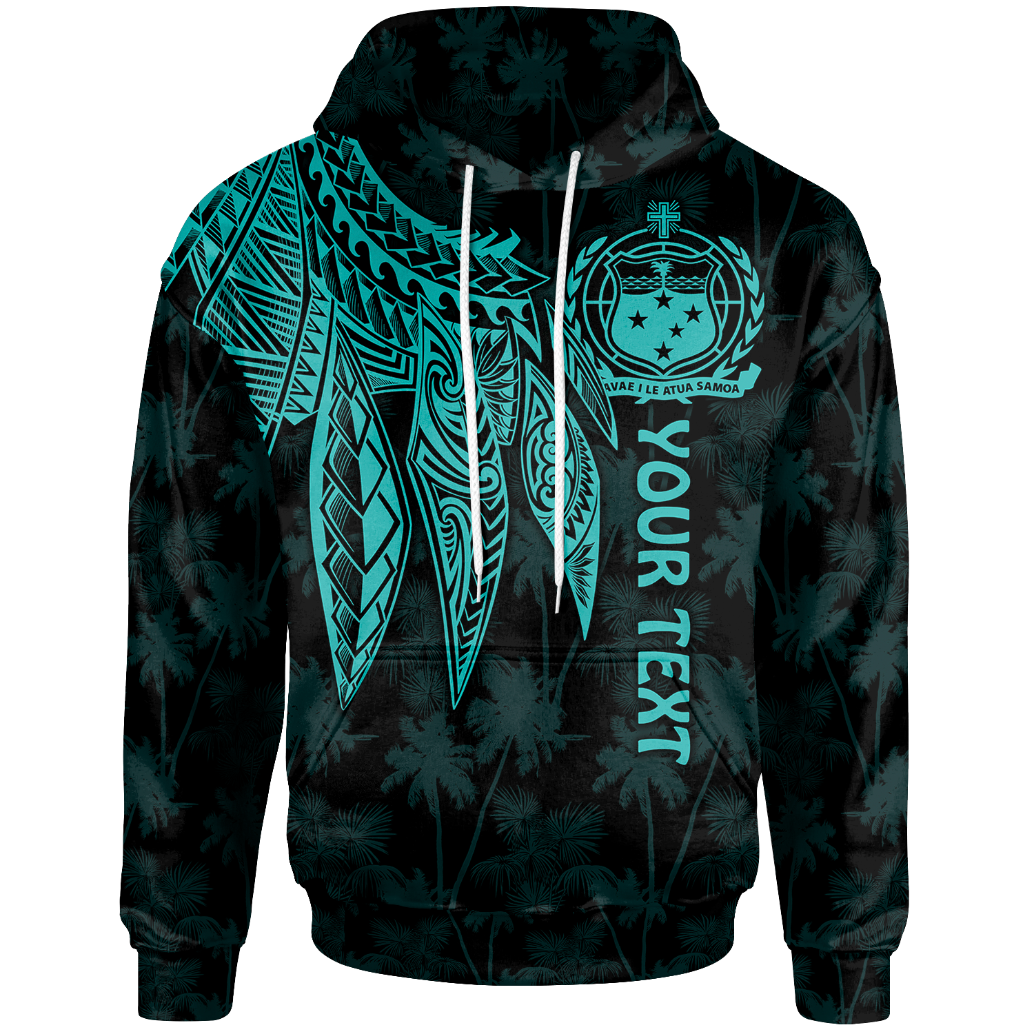 Samoa Custom Hoodie Polynesian Wings (Turquoise) Unisex Turquoise - Polynesian Pride