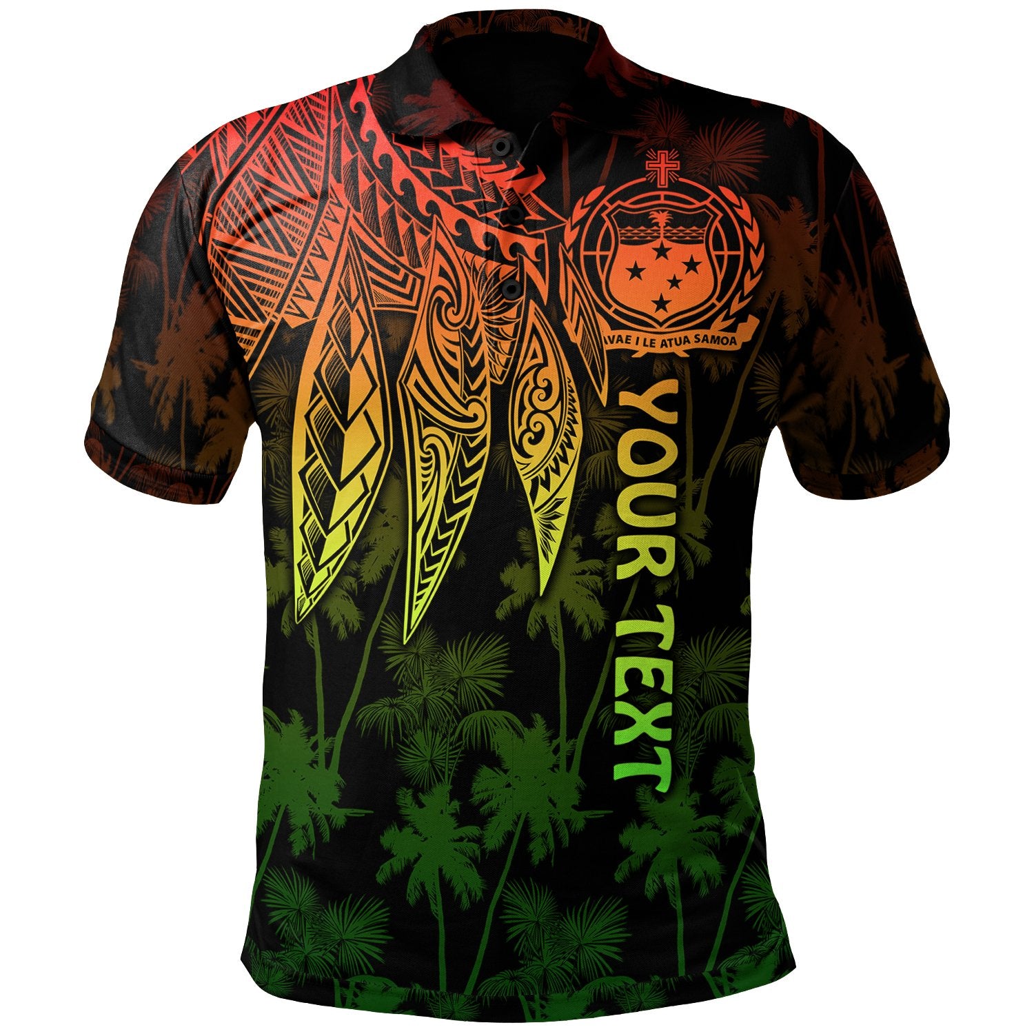 Samoa Custom Polo Shirt Polynesian Wings (Reggae) Unisex Reggae - Polynesian Pride