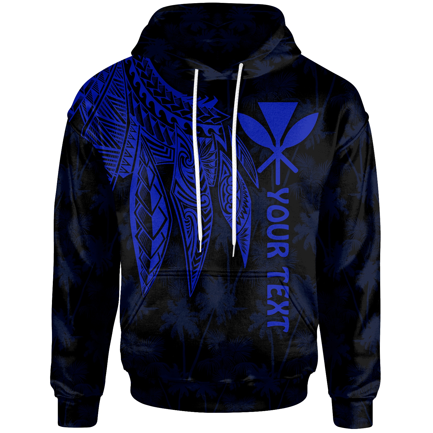 Polynesian Hawaii Kanaka Maoli Custom Zip up Hoodie Polynesian Wings (Blue) Unisex Blue - Polynesian Pride