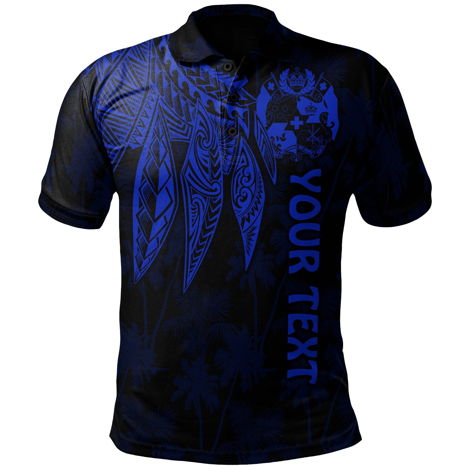 Tonga Custom Polo Shirt Polynesian Wings (Blue) Unisex Blue - Polynesian Pride