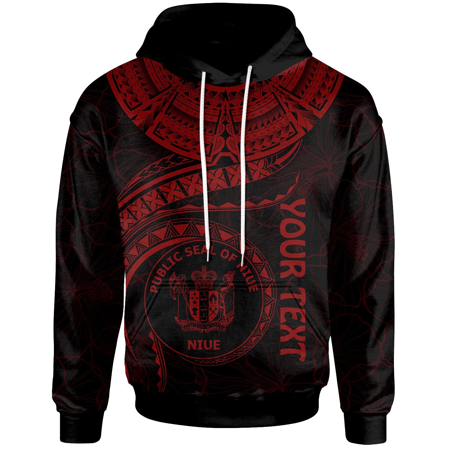 Niue Polynesian Custom Hoodie Niue Waves (Red) Unisex Red - Polynesian Pride