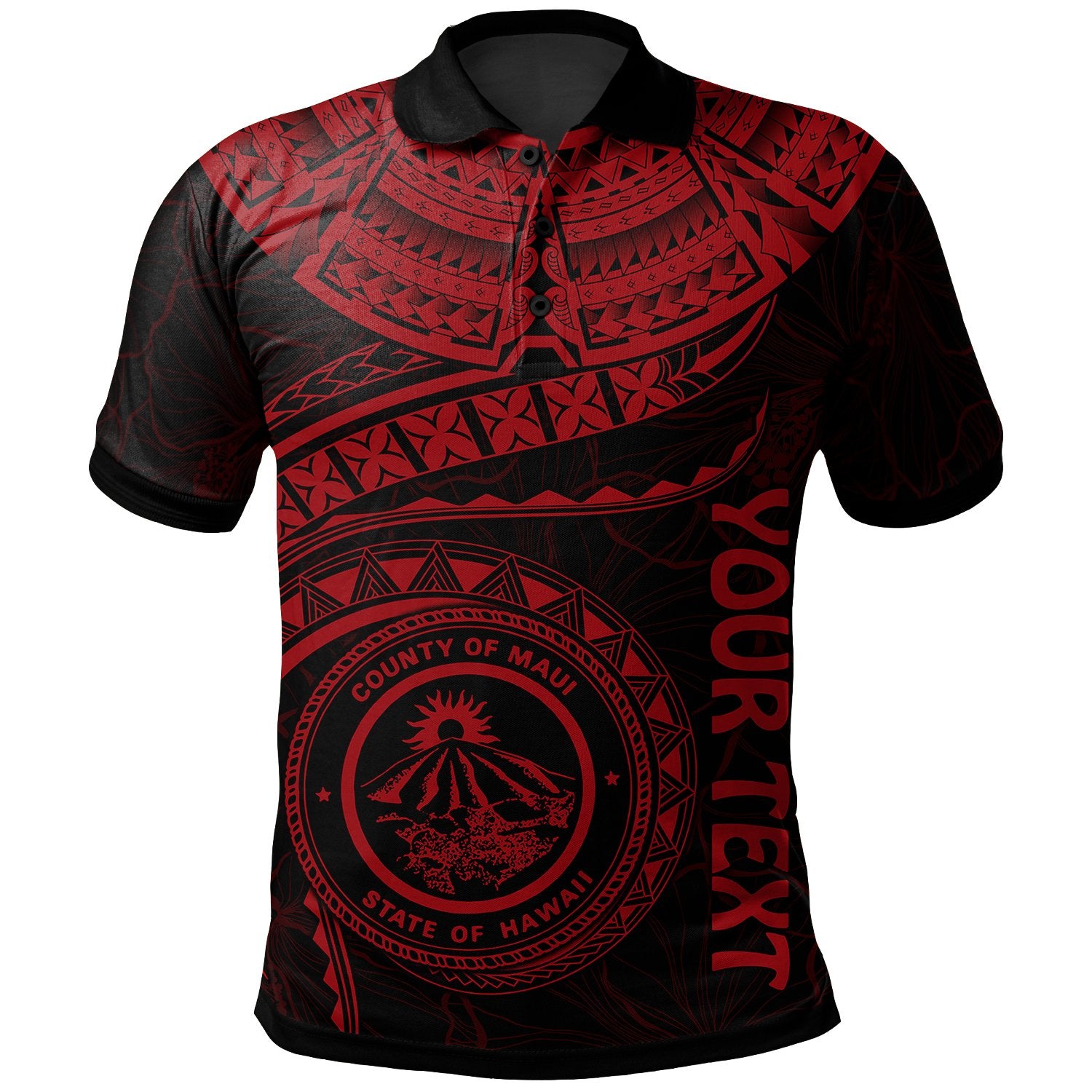 Polynesian Hawaii Custom Polo Shirt Maui Polynesian Waves (Red) Unisex Red - Polynesian Pride