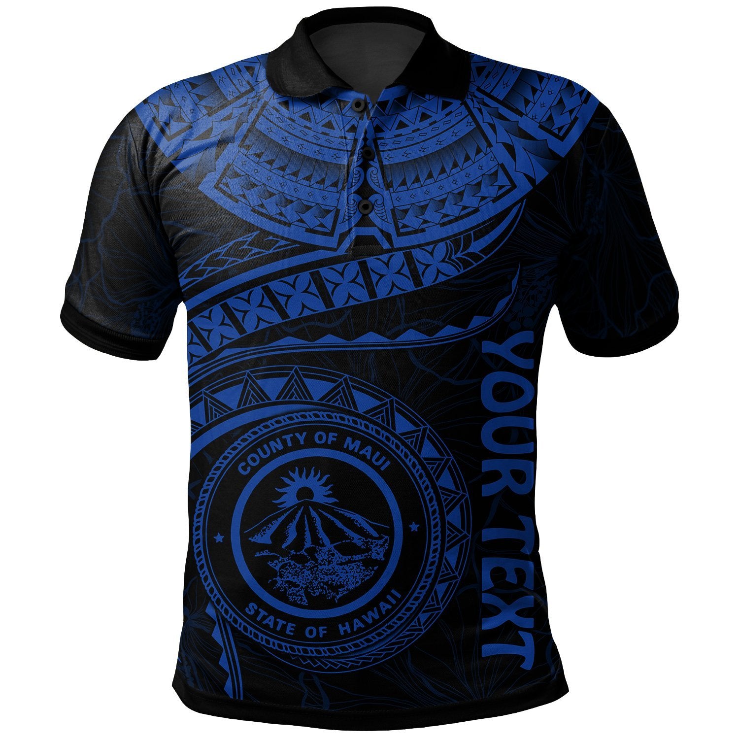 Polynesian Hawaii Custom Polo Shirt Maui Polynesian Waves (Blue) Unisex Blue - Polynesian Pride