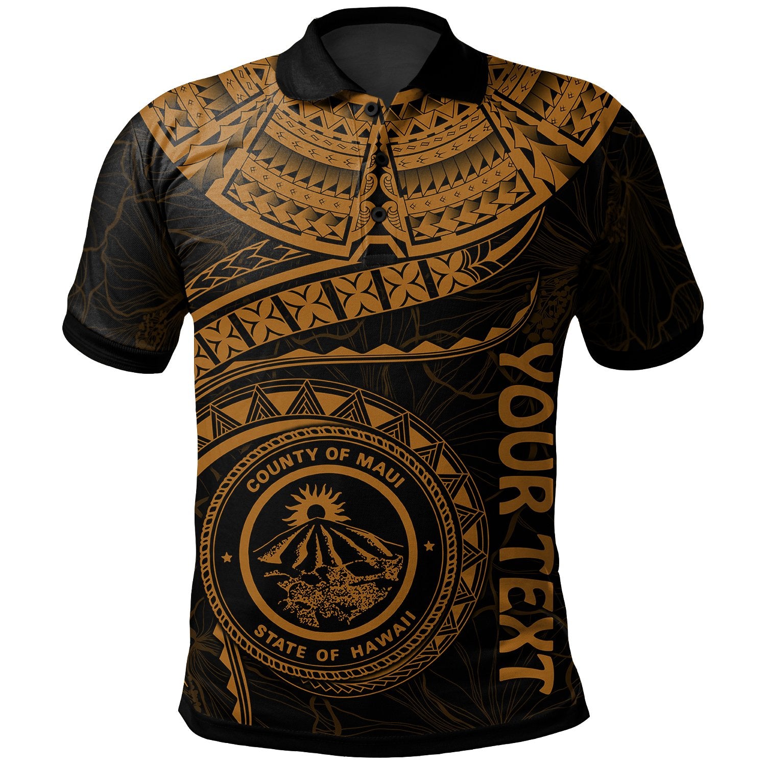 Polynesian Hawaii Custom Polo Shirt Maui Polynesian Waves (Golden) Unisex Golden - Polynesian Pride