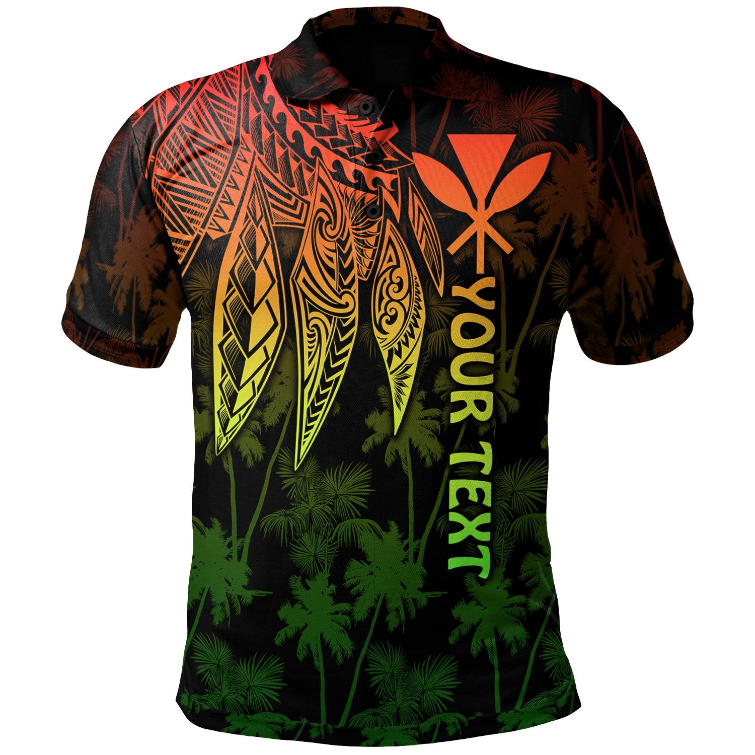 Hawaii Custom Polo Shirt Kanaka Maoli with Polynesian Wings (Reggae) Unisex Reggae - Polynesian Pride