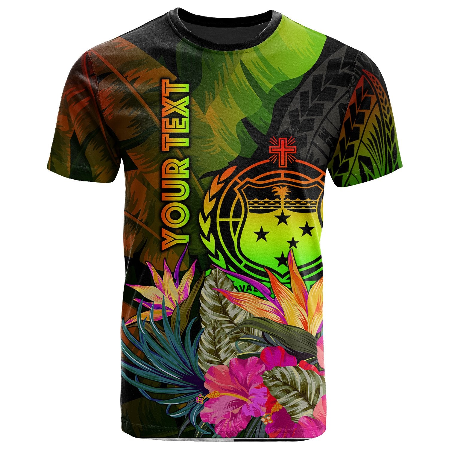 Samoa Polynesian Custom T Shirt Hibiscus and Banana Leaves Unisex Reggae - Polynesian Pride