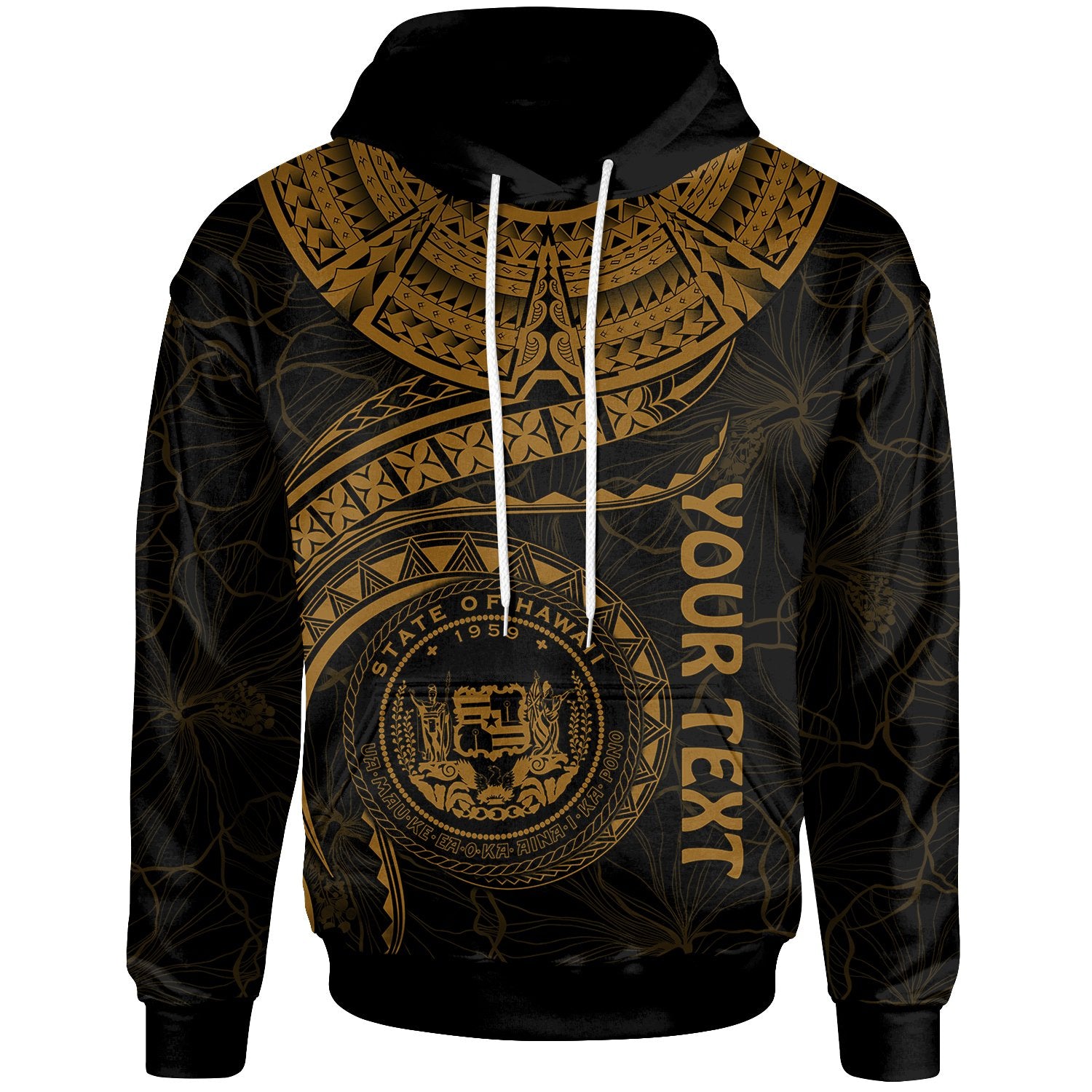 Polynesian Hawaii Custom Hoodie Hawaiian Waves (Golden) Unisex Golden - Polynesian Pride