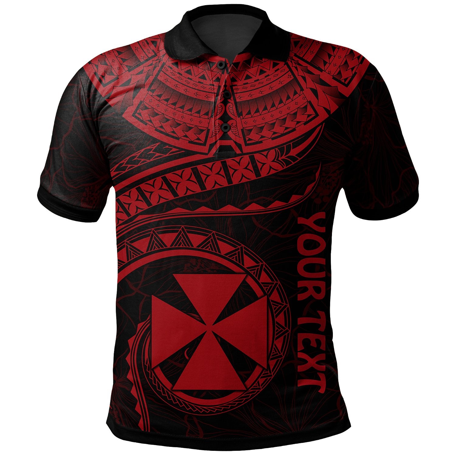 Wallis and Futuna Custom Polo Shirt Polynesian Waves (Red) Unisex Red - Polynesian Pride