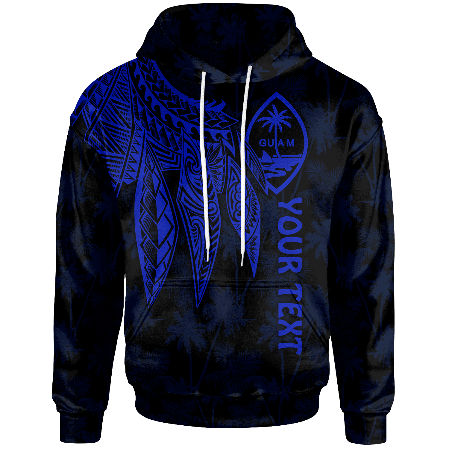 Guam Custom Hoodie Polynesian Wings (Blue) Unisex Blue - Polynesian Pride