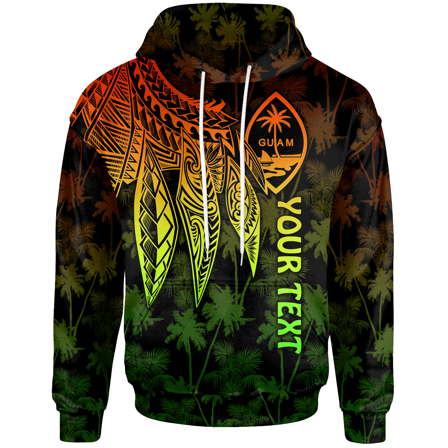 Guam Custom Hoodie Polynesian Wings (Reggae) Unisex Reggae - Polynesian Pride