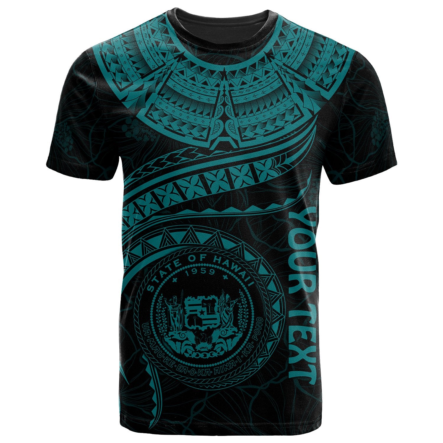 Polynesian Hawaii CustomT Shirt Hawaiian Waves (Turquoise) Unisex Art - Polynesian Pride