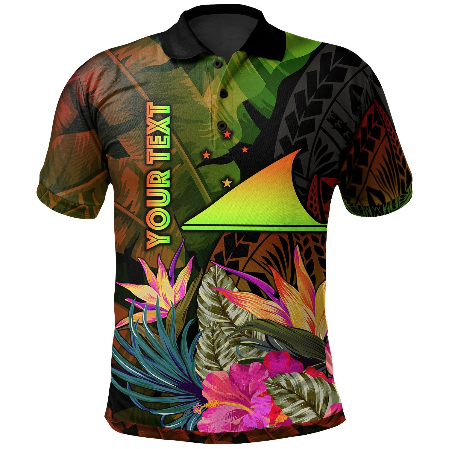 Tokelau Polynesian Custom Polo Hibiscus and Banana Leaves Unisex Reggae - Polynesian Pride