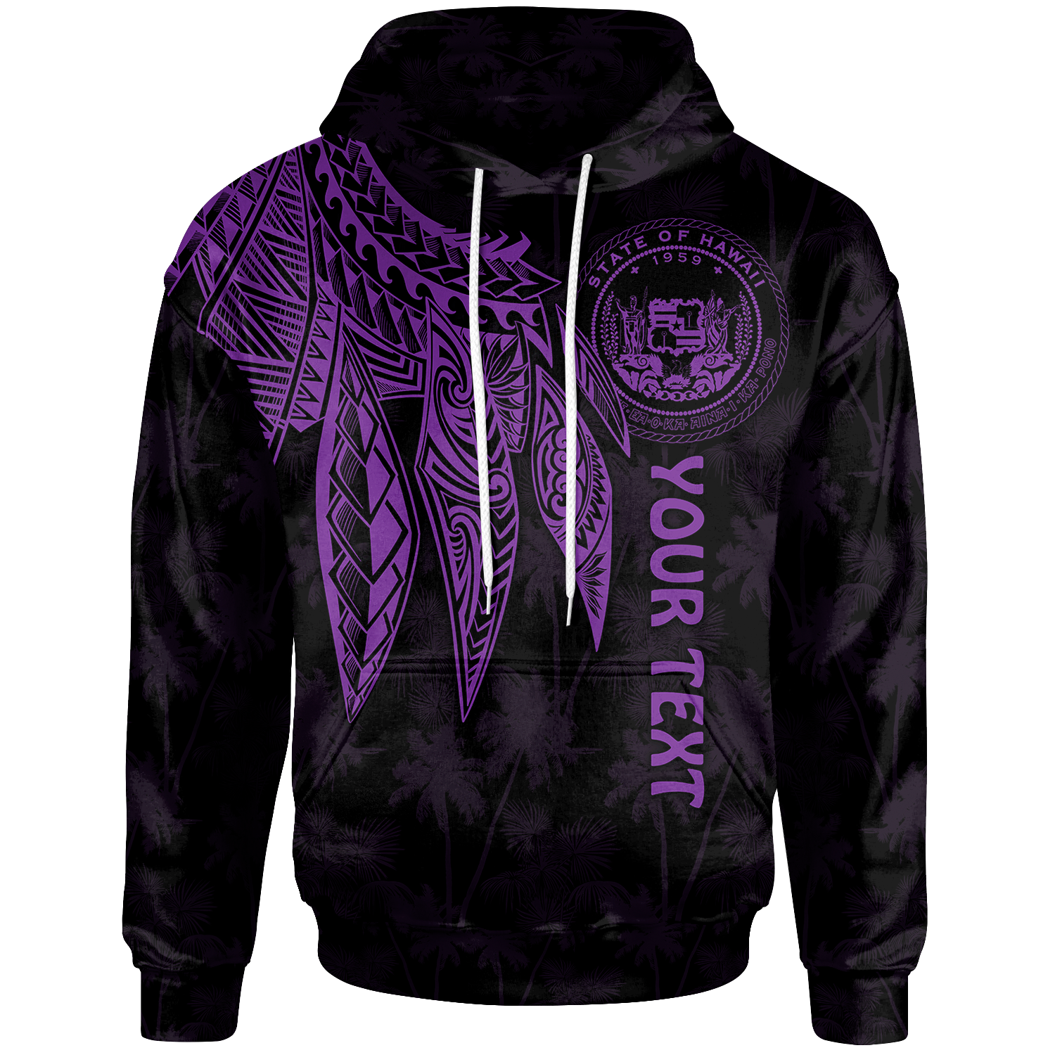 Polynesian Hawaii Custom Hoodie Polynesian Wings (Purple) Unisex Purple - Polynesian Pride