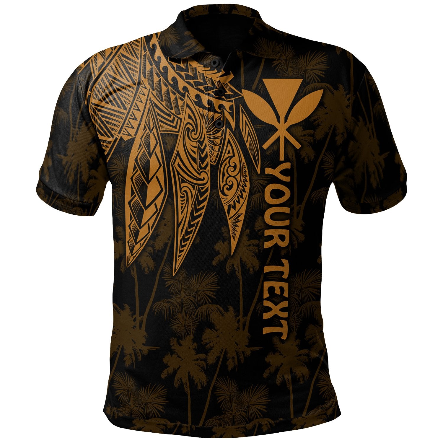 Hawaii Custom Polo Shirt Kanaka Maoli with Polynesian Wings (Golden) Unisex Golden - Polynesian Pride