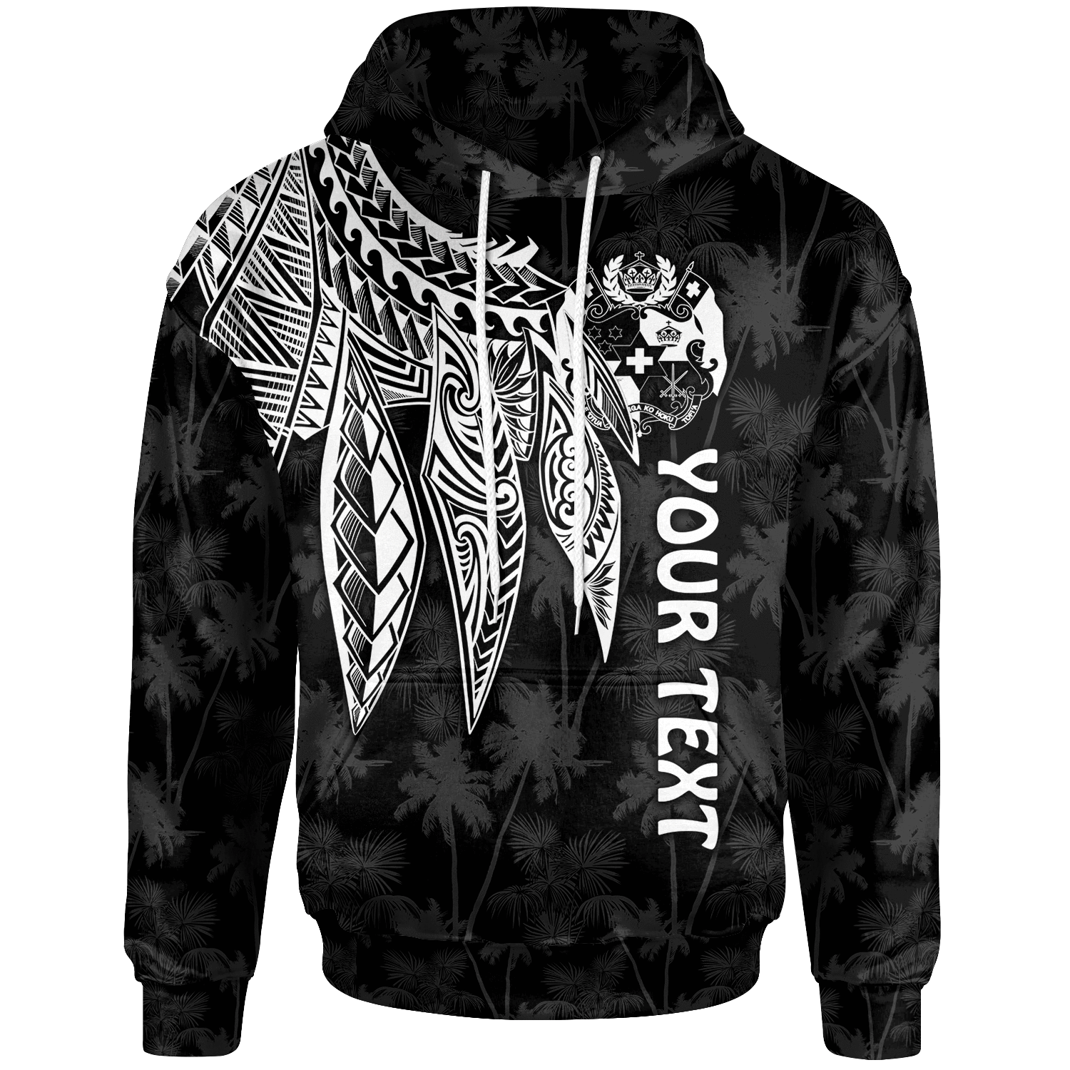 Tonga Custom Hoodie Polynesian Wings (White) Unisex White - Polynesian Pride