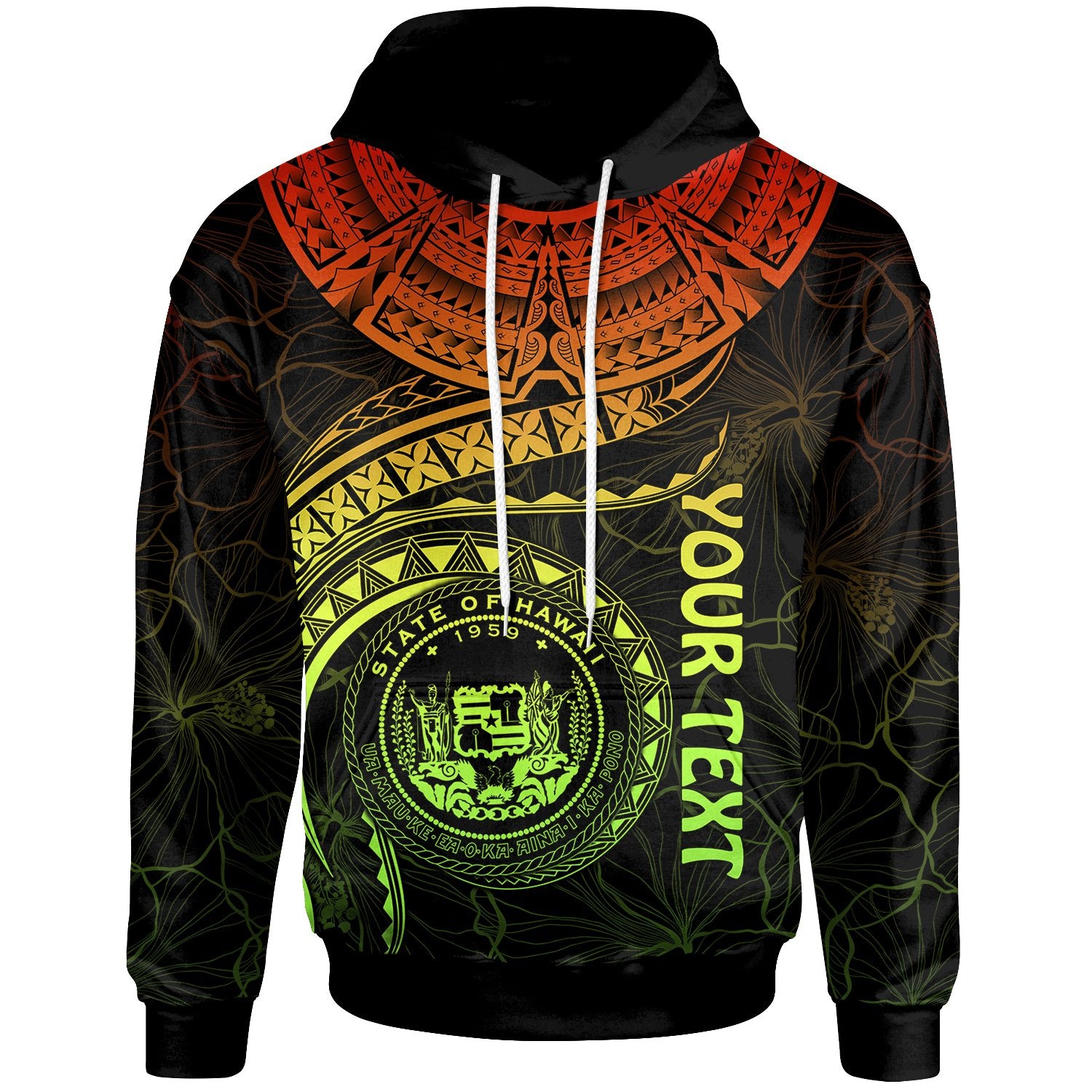 Polynesian Hawaii Custom Hoodie Hawaiian Waves (Reggae) Unisex Reggae - Polynesian Pride