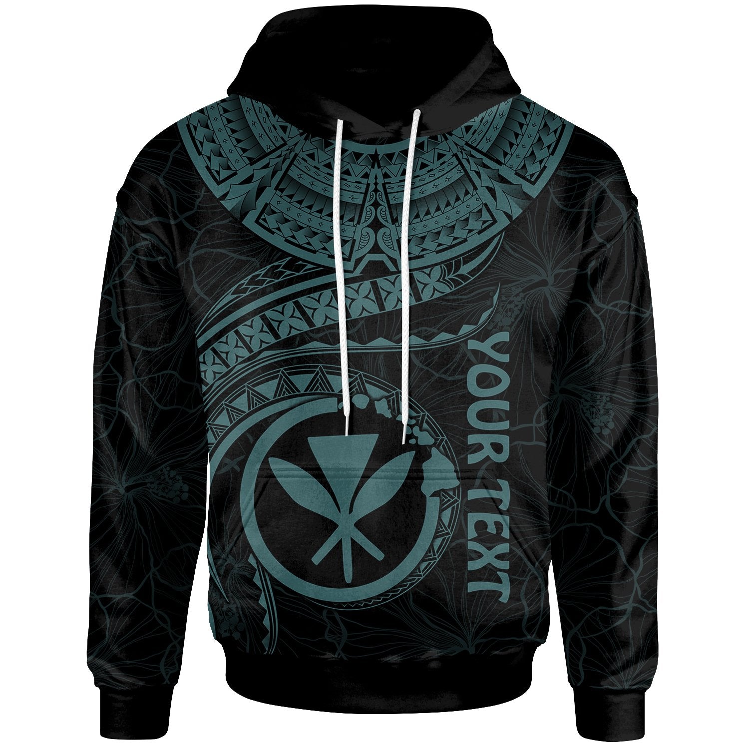 Polynesian Hawaii Kanaka Maoli Custom Hoodie Hawaiian Waves (Turquoise) Unisex Turquoise - Polynesian Pride