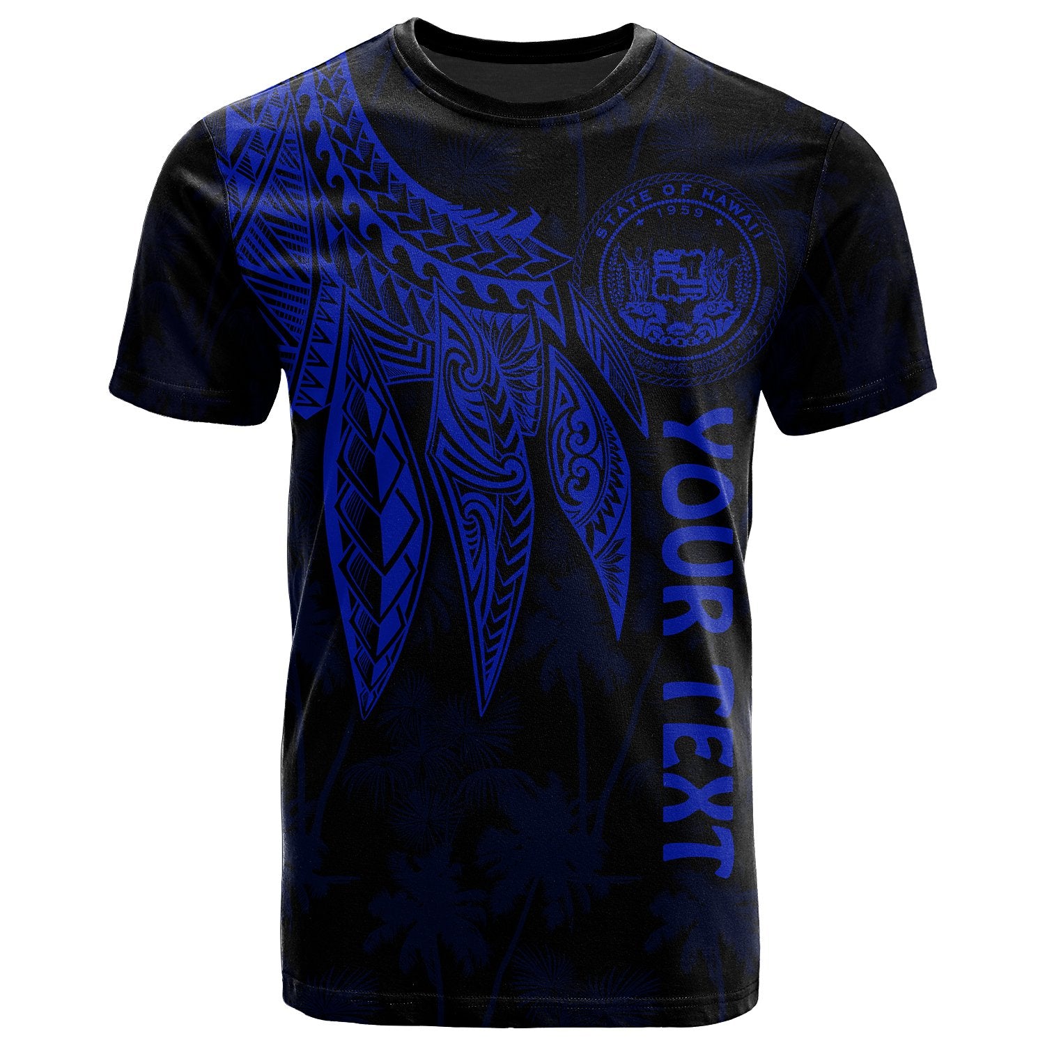 Polynesian Hawaii Custom T shirt Polynesian Wings (Blue) Unisex Blue - Polynesian Pride