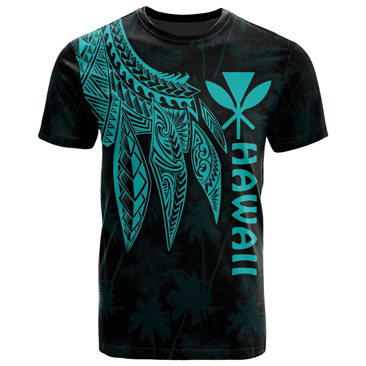 Polynesian Hawaii Kanaka Maoli T shirt Polynesian Wings (Turquoise) Unisex Turquoise - Polynesian Pride