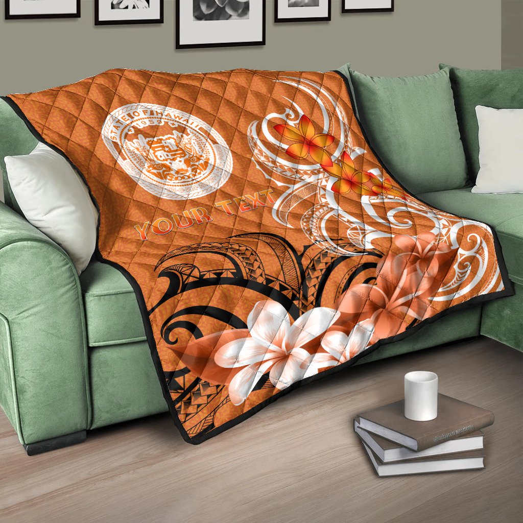 Custom Hawaii Personalised Premium Quilt - Hawaii Seal Hawaiian Spirit Orange - Polynesian Pride