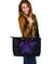 Personalized - Hawaii Kakau Polynesian Ohana Turtle Map Large Leather Tote - Purple - Polynesian Pride