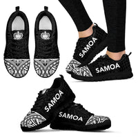 Samoa Sneakers - Samoa Coat Of Arms Polynesian Tattoo Black Style Women's Sneakers - Black Sole - Polynesian Pride