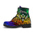 Kosrae Leather Boots - Rainbow Polynesian Pattern - Polynesian Pride