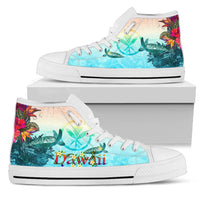 Polynesian Hawaii High - Top Shoes - View sea Hawaii with Turtle and Whale - Polynesian Pride