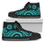 Cook Islands High Top Canvas Shoes - Turquoise Tentacle Turtle Unisex Black - Polynesian Pride