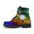 Nauru Custom Personalised Leather Boots - Rainbow Polynesian Pattern - Polynesian Pride