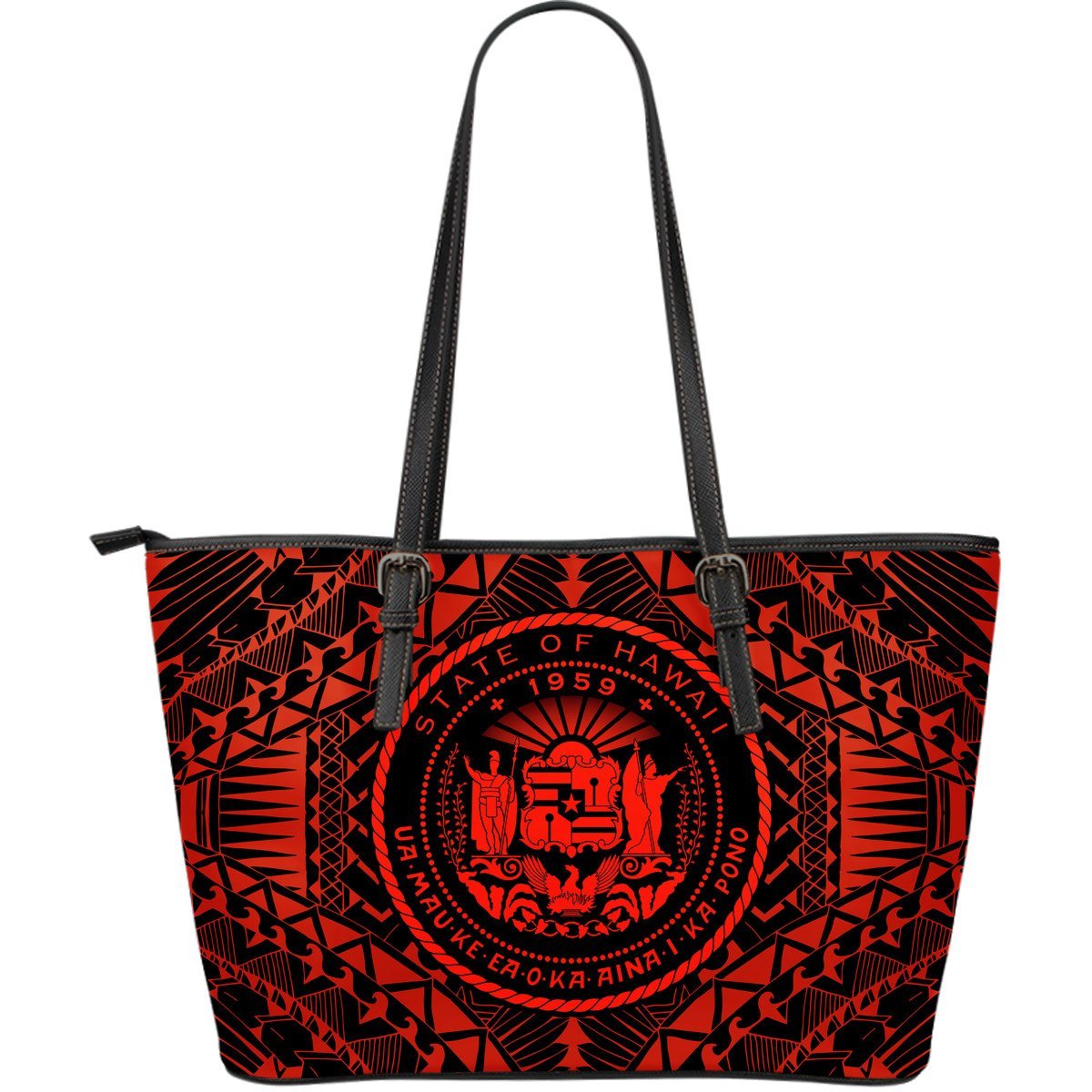 Hawaii Seal Leather Tote Bag (Red) A6 Red - Polynesian Pride