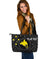 Papua New Guinea Personalised Leather Tote Bag - Flag With Polynesian Patterns (Black) Black - Polynesian Pride