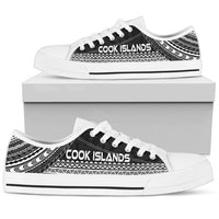 Cook Islands Low Top Shoes - Polynesian Black Chief Version White - Polynesian Pride