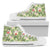 Hawaiian Shoes - Tropical Hibiscus, Plumeria Green High Top Shoes Mens High Top White - Polynesian Pride